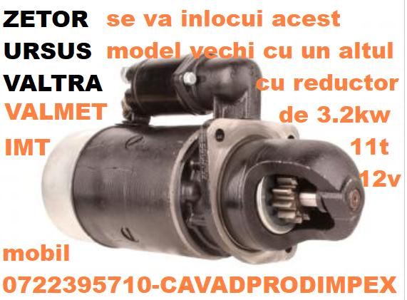 Electromotor tractor ZETOR,VALTRA,URSUS-reductor 3.2kw,11dinti bendix