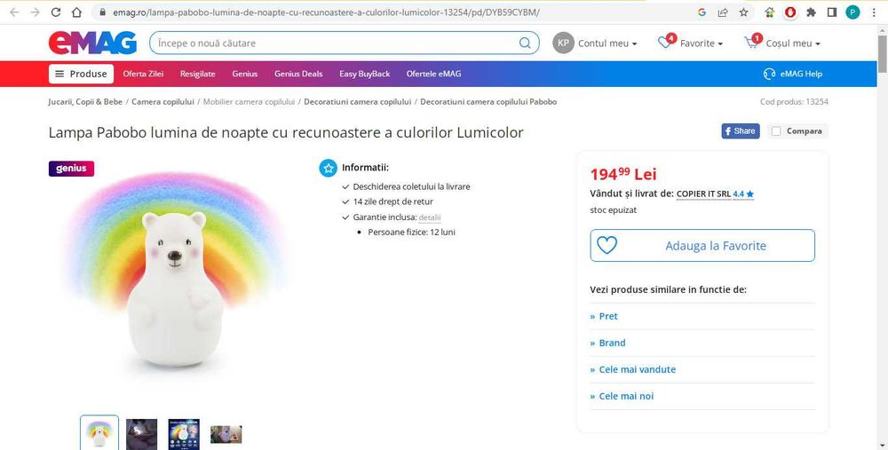 Lampa Pabobo lumina de noapte camera copilului