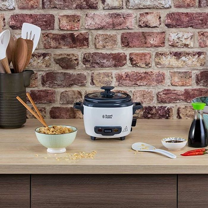 Мини оризоварка Russell Hobbs 27020-56 с обем 0,4 литра, поддържа топло, подвижна незалепваща купа | Градинска тенджера с незалепващо покритие