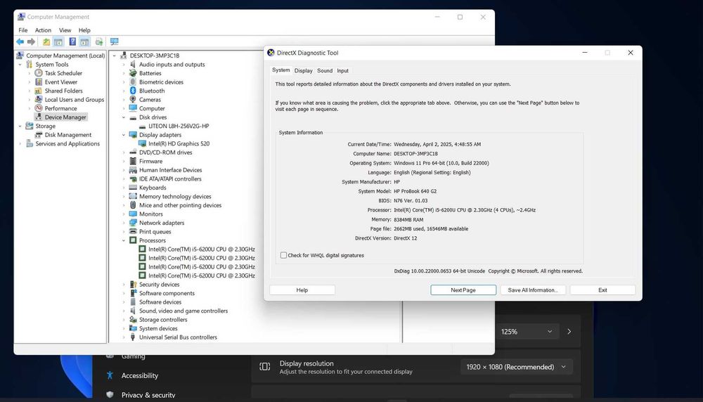 Laptop HP Probook 14" Full HD, I5-6200u 8 GB DDR4, SSD 256 GB