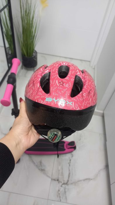 Детска тротинетка със светещи колела-розова+Подарък-каска