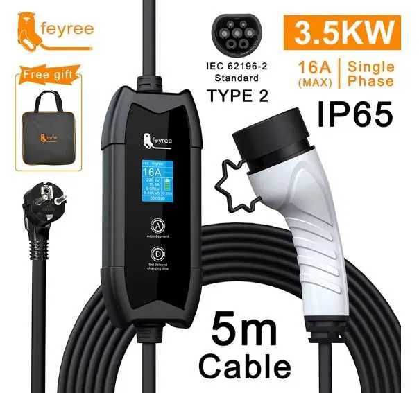 Зарядна станция електрически автомобили 3.6kw 5м кабел монофазна