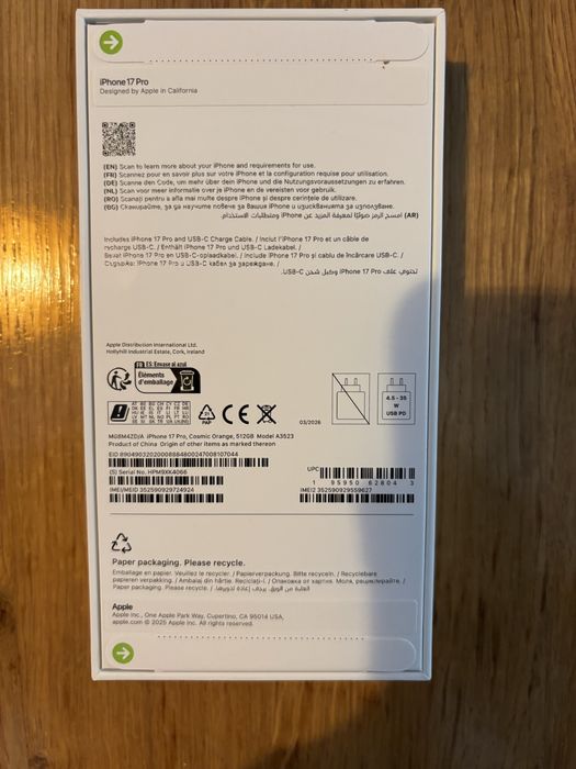Iphone 17 pro 512gb Cosmic Orange, nou sigilat, inca in garantie