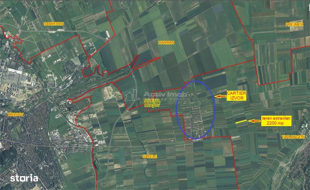 oportunitate, arabil zona de boom imobiliar Izvor, drum acces pietruit