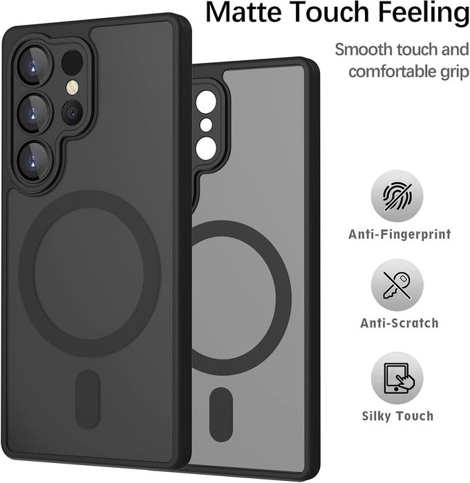 Матов magsafe кейс за samsung galaxy s26 ultra - черен - със защита на