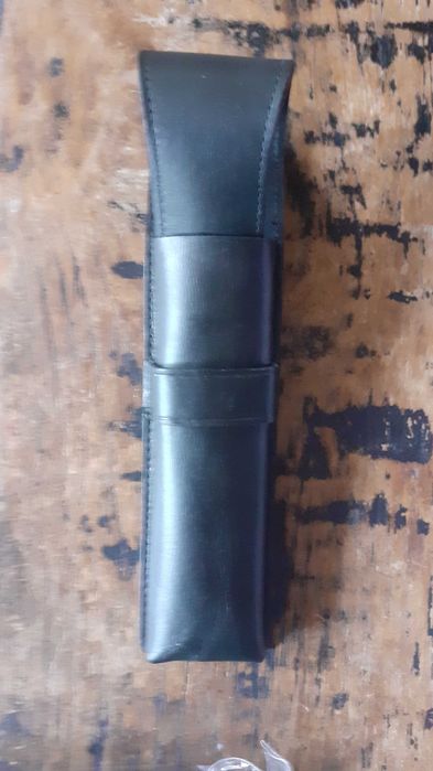 калъф за химикалки Лами Lamy черен, естествена кожа, антикварен, двоен