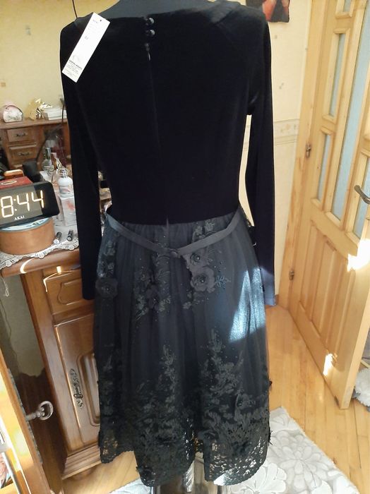 Rochie neagra de ocazie dantela 3D