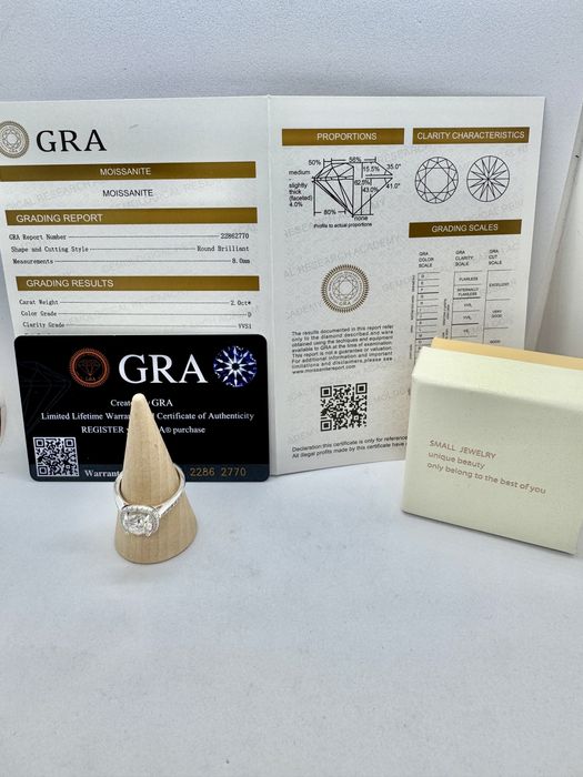 Сребърен пръстен с мойсанит (Диамант) 2 карата