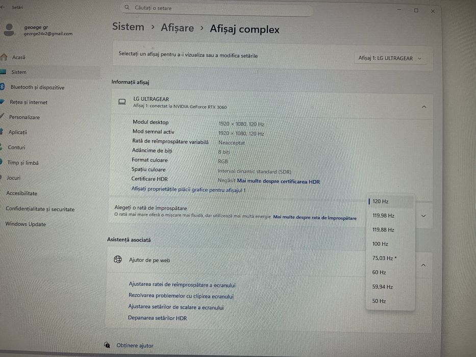 Vand pc gaming rtx 3060 12 gb si monitor 120hz