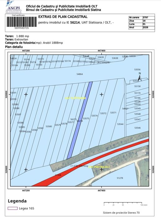 Teren agricol extravilan 1.888 mp – Slătioara, jud. Olt