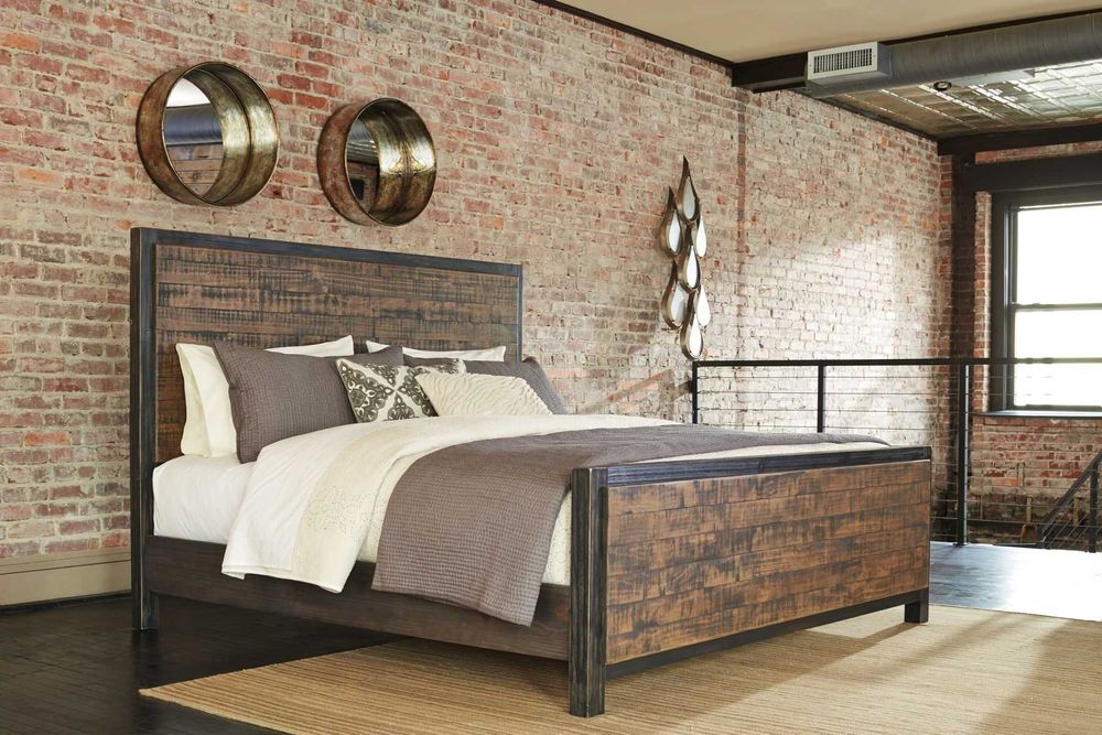Кровати для спальни в стиле Лофт из натурального дерева