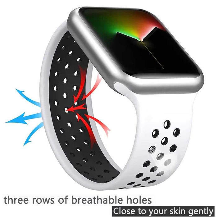 Curea Apple Watch 42/44/45/49 mm silicon sport alb negru M*