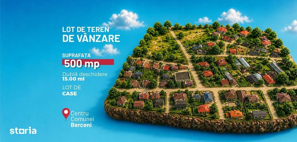 Teren de vanzare, 495 mp, dubla deschidere - Comuna Berceni, Ilfov