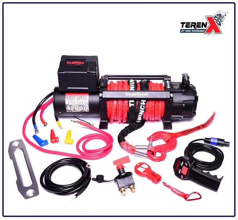 Troliu Hunter Fast Speed 12000 Lbs (6 T), 126:1, 8CP, Sufă Sintetică