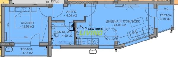 2-стаен в Пловдив-Коматево площ 79 цена 90850
