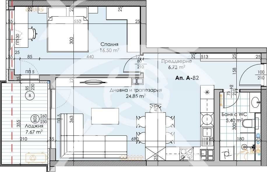 Двустаен апартамент Кършияка 441-15806