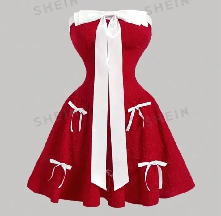 Rochie roșie fundițe