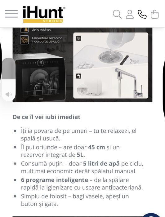 Ihunt masina de spalat vase mica