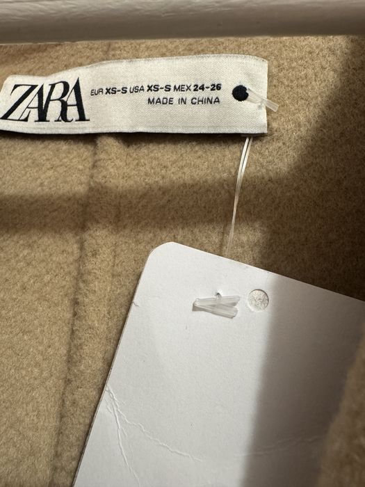 Palton lung oversize camel double faced mix de lana Zara marimea XS S