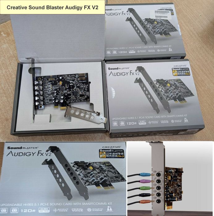 5 модела Creative PCI e звукови карти Audigy FX V2 Audigy RX Sound Blaster Z SE AE 5 Plus AE 7 Разопаковани Продукти с Гаранция