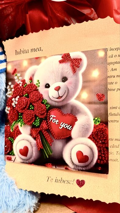 Ursuleț personalizat + Trandafir + Felicitare cu mesaj – Cadou special