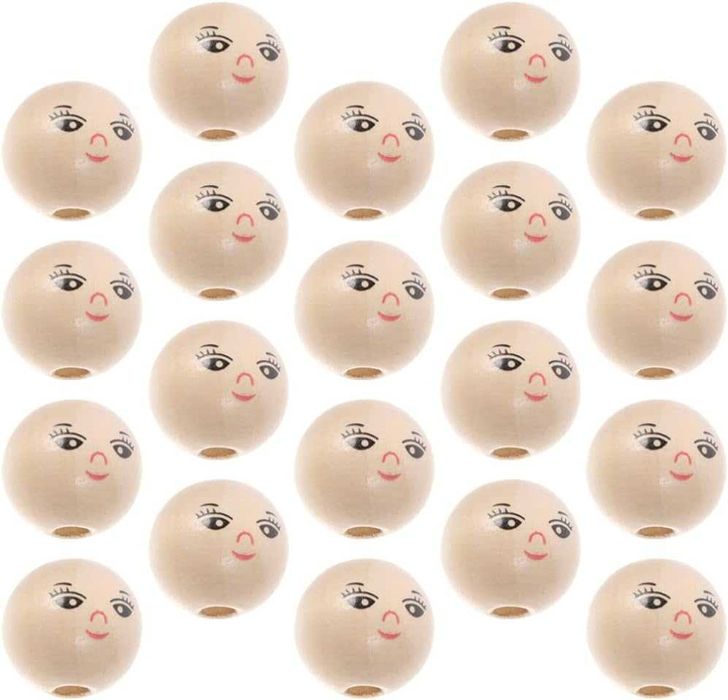 Margele din lemn simple sau cu chip de papusa la alegere