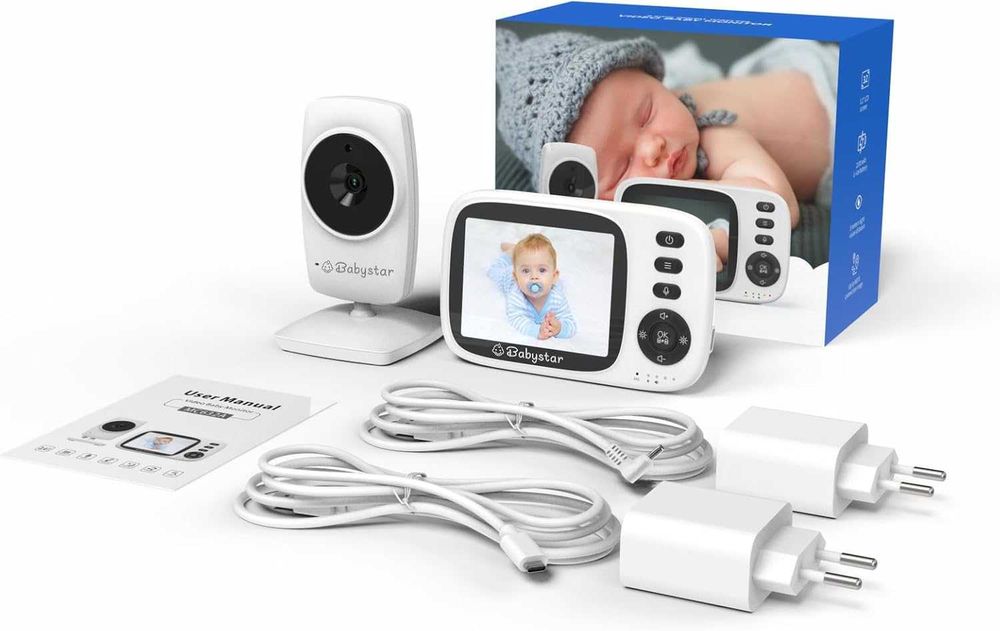 НОВ бебефон Babystar с камера и нощно виждане, 3,2-инчов безжичен ...