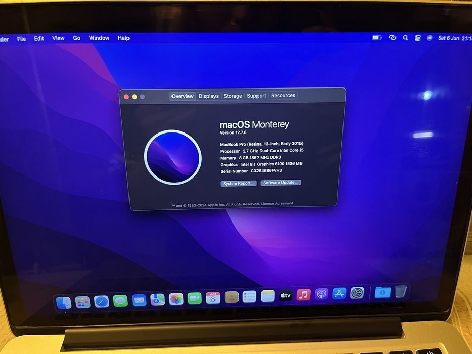 Mac book pro 13 intel core 15