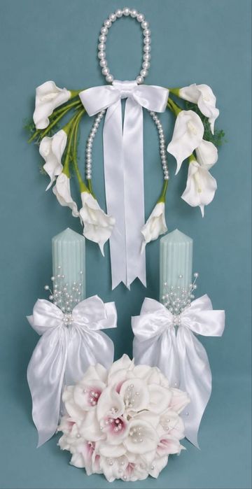 Lumanari nunta si buchet de mireasa