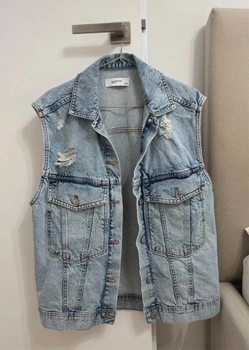 Geaca/vesta denim picata manual