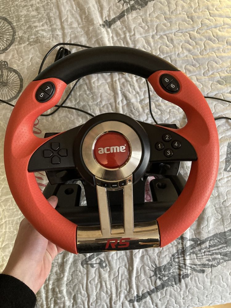 Volan Auto cu Pedala | Acme RS Realistic Racing Wheel Iasi • OLX.ro