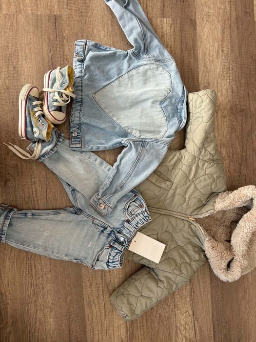 Zara Converse яке дънки комплект кецове