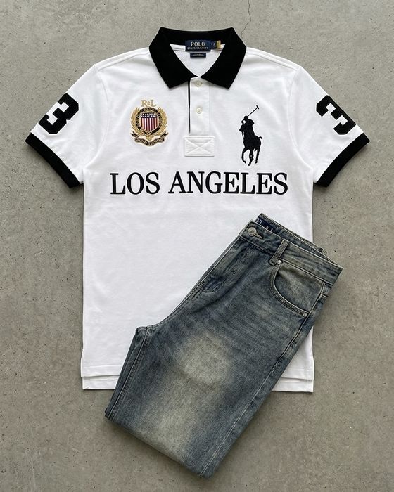 футболка los angeles + синие джинсы