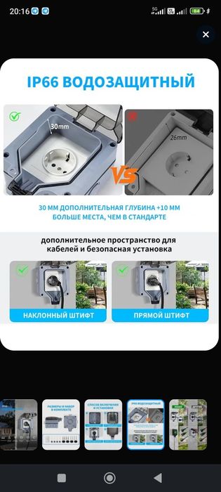 Розетка уличная IP66