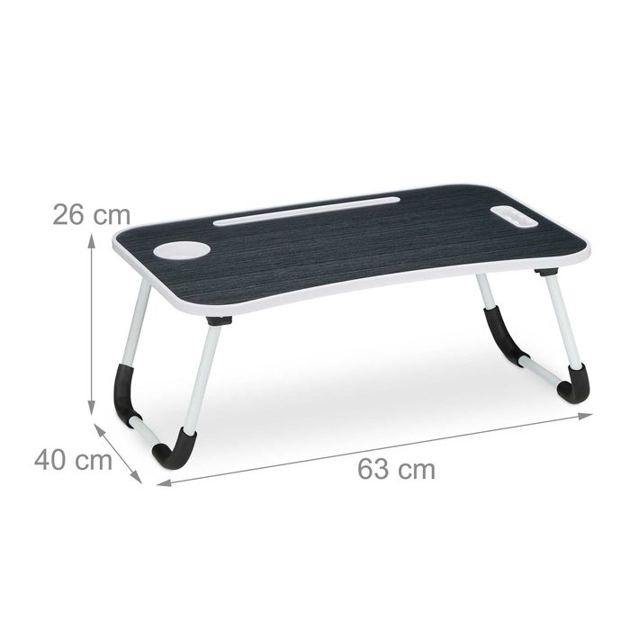 Masa laptop pentru pat si canapea pliabila negru 26x63x40 cm