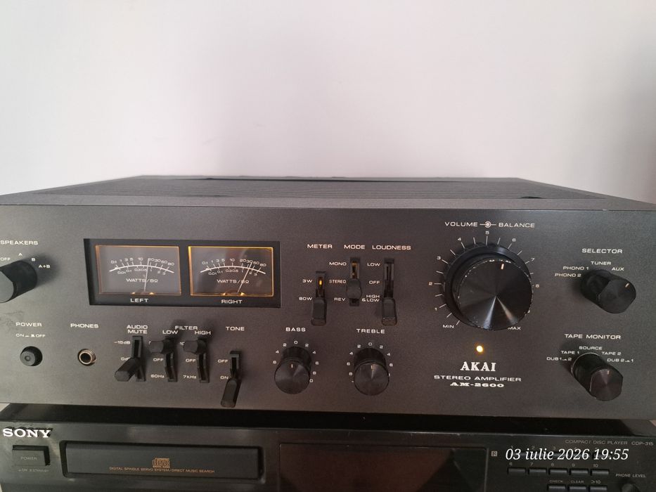 Piesă de Colecție: Amplificator Vintage Akai AM-2600 (Black Edition) – Full Recap & Restaurat Profesional