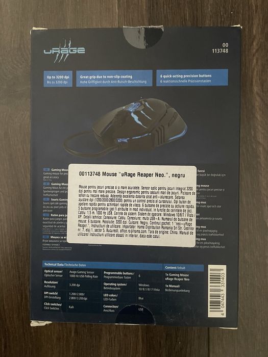 Mouse Gaming Hama uRage Reaper Neo, negru