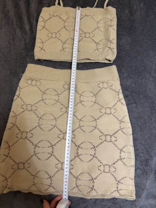 Knit бежов сет mango комплект пола и топ