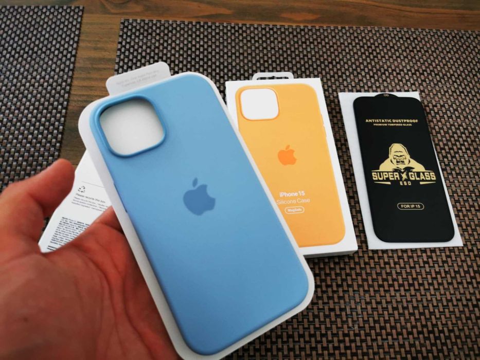 Husa silicon Magsasfe +folie sticla protectie ecran Iphone 12 13 14 15