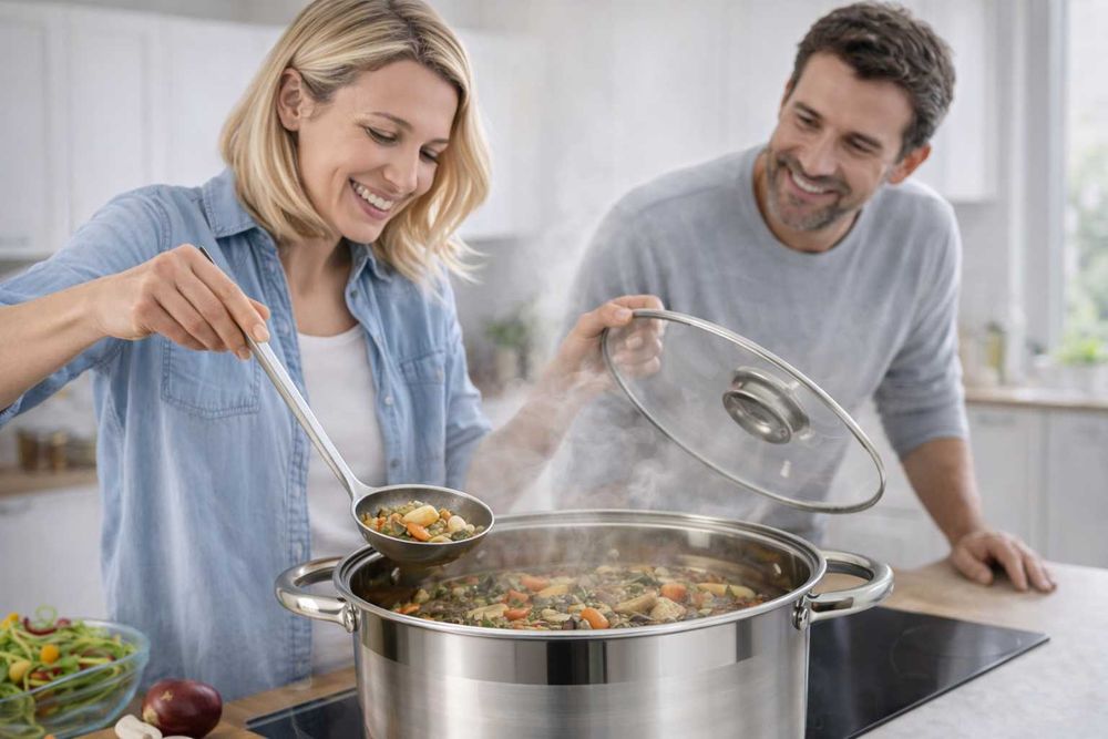 Cratita inox 4.5 litri cu capac de sticla pentru gatit zilnic
