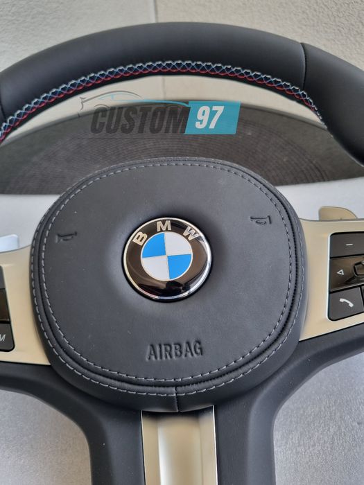 Volan  BMW M volane g20 g21 g30 g01 G1  G05  X3 X5 X6 X4  f40 seria 5, seria 7, piele, finisaje premium - volan stil pachet M