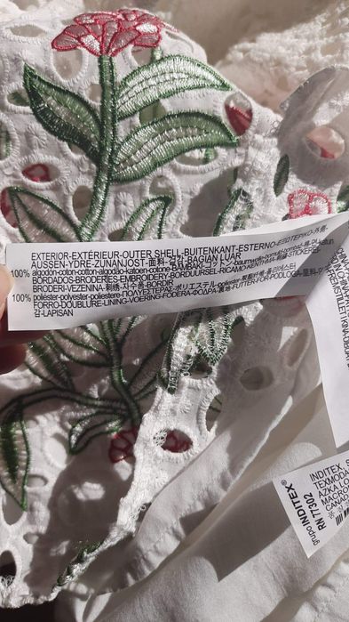 Rochie mini dantela bumbac brodata ZARA 38-40