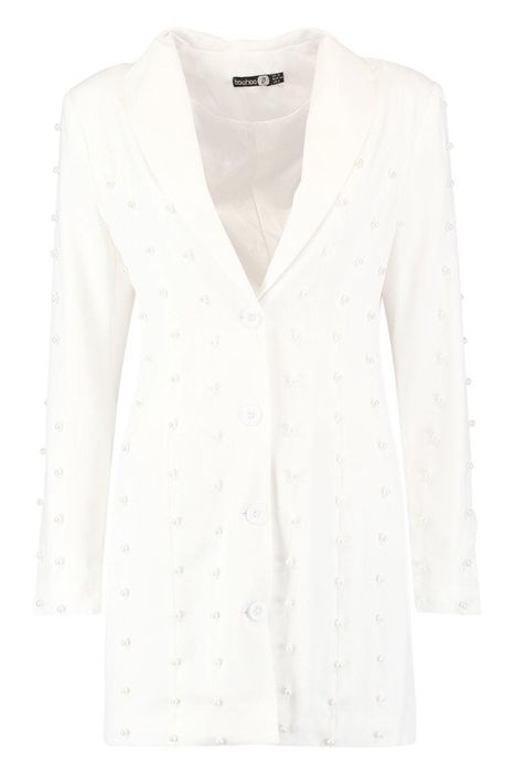 Sacou rochie Asos dama cu perle mărime S nou nude alb