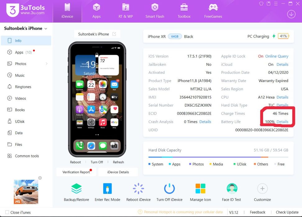 Iphone XR 100 yomks 46 sikl