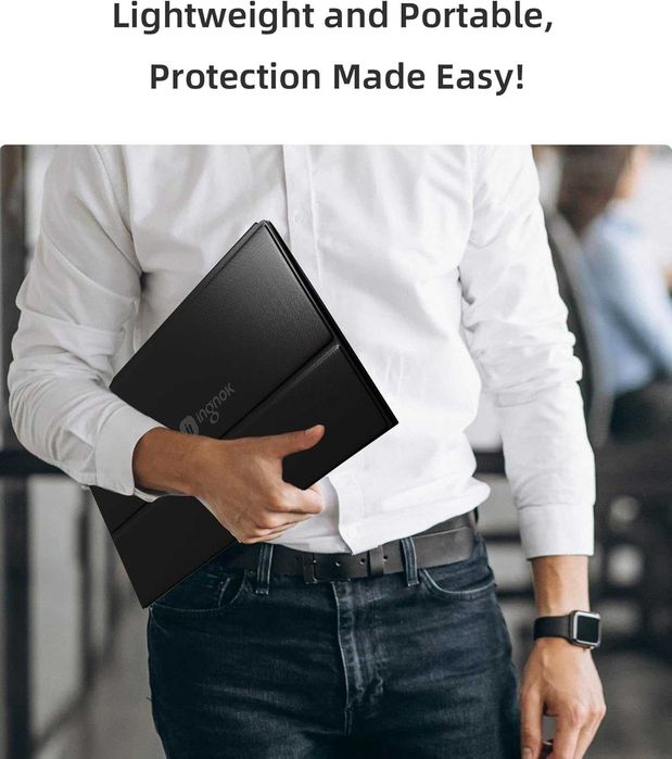 Преносим монитор Ingnok 15.6" FHD 1080P и интелигентен калъф за монитор