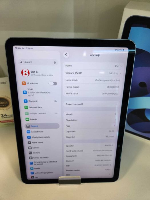 Tableta Apple iPad Air 4th   (Ag8 Tudor1/B74638) – Garantie 2 Ani!