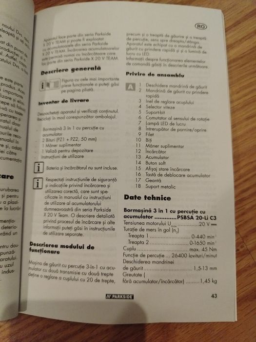 Autofiletanta Parkside cu percuție 20v