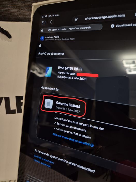 iPad (A16) Generația 11, Silver / Argintie, La Cutie, Garanție 2027, 4 Cicluri,  Ca Nouă
