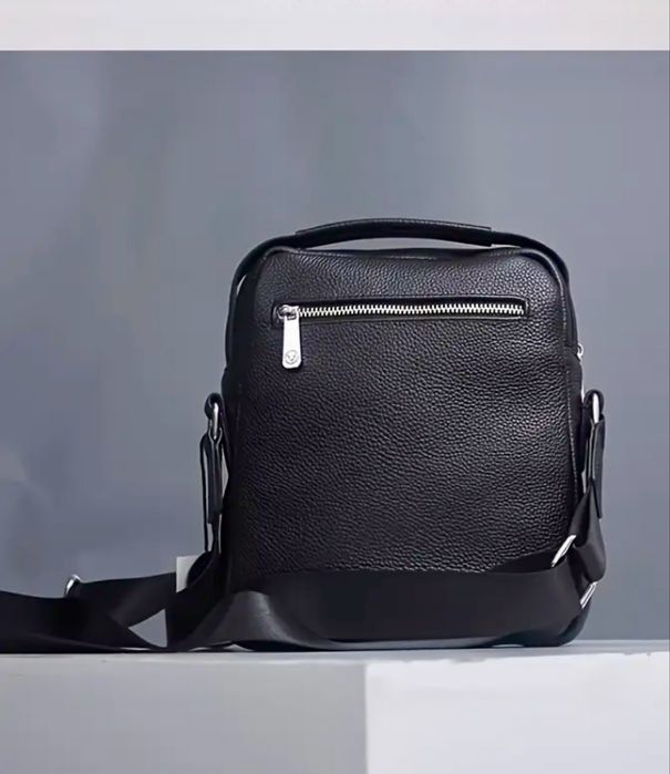 Мъжка изискана и луксозна кожена чанта /Черна естест•кожа -9% Промоция