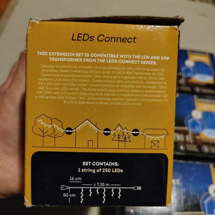 Instalatie turturi Craciun Lumineo, 250 LED-uri, 735 cm, lumina rece, 8 functii, timer, exterior,cadou transformatorul cu joc de lumini